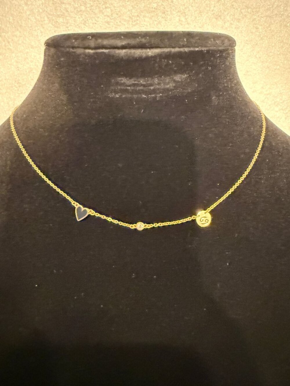 OAK & LUNA Inez Black Heart Necklace With Premium Diamond - Gold Vermeil